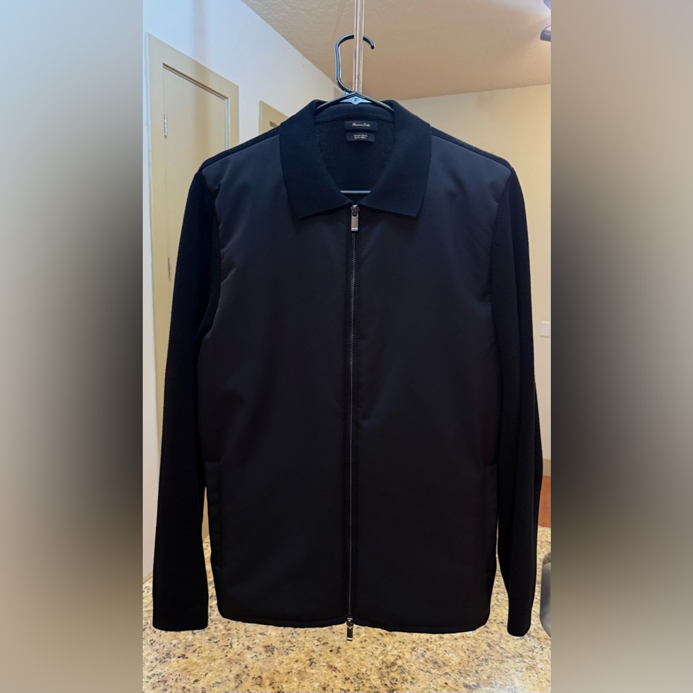 Massimo Dutti Men's Dark Jacket with Zip Closure